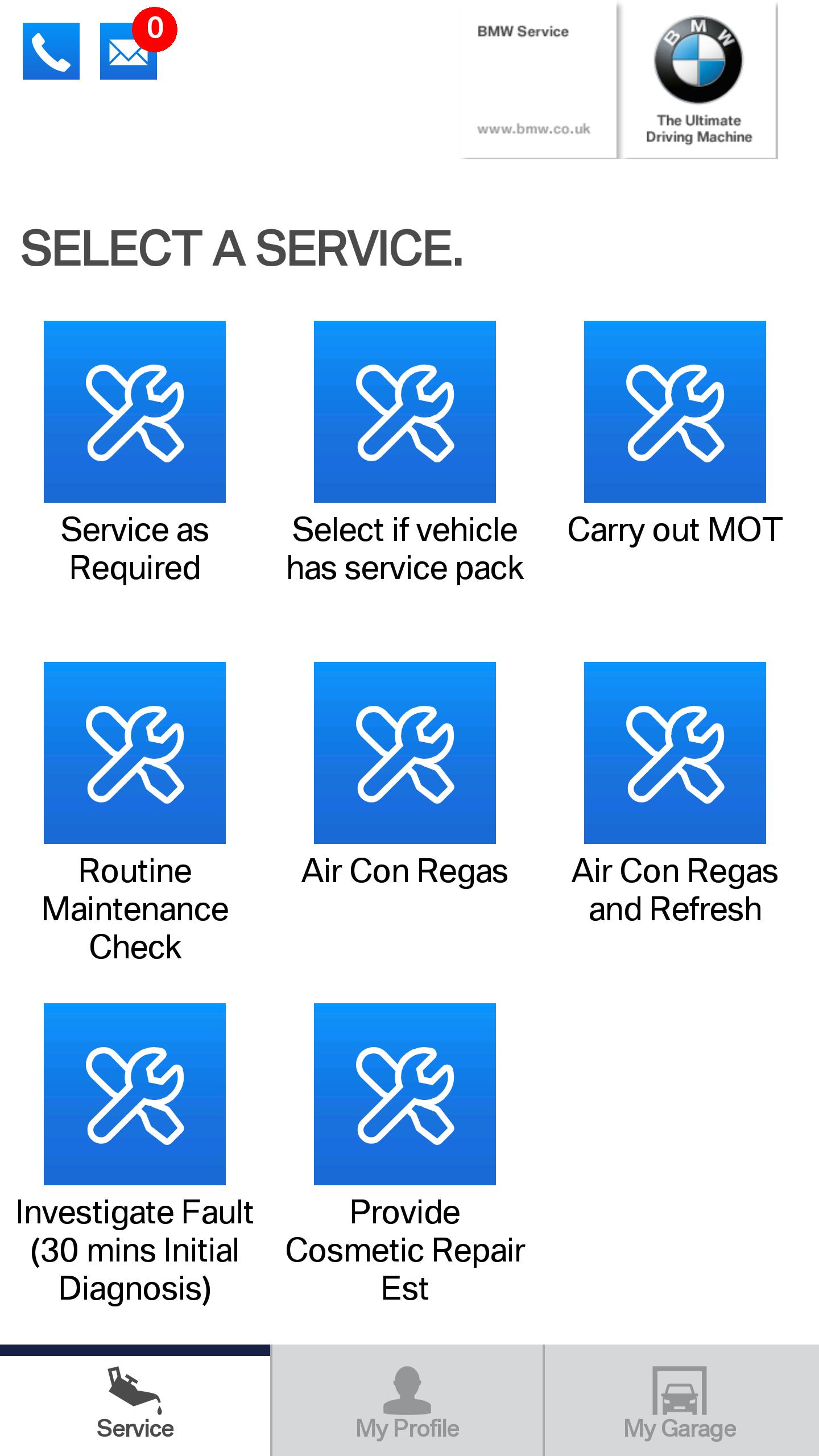 BMW Service Booking