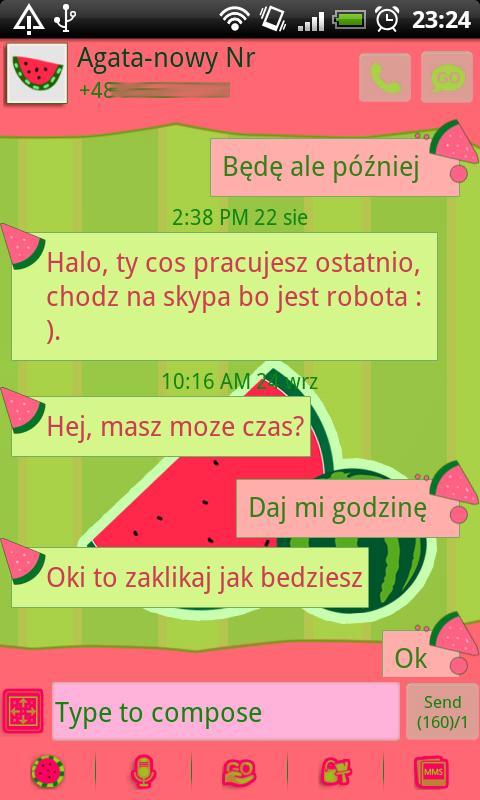 GO SMS Pro Watermelon Theme