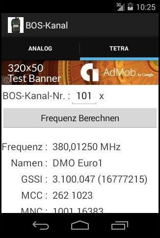 BOS-Funk Tetra Kanalumrechner