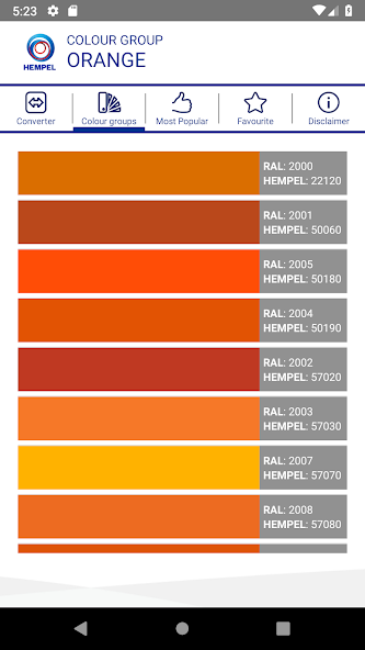 Hempel Colour Converter