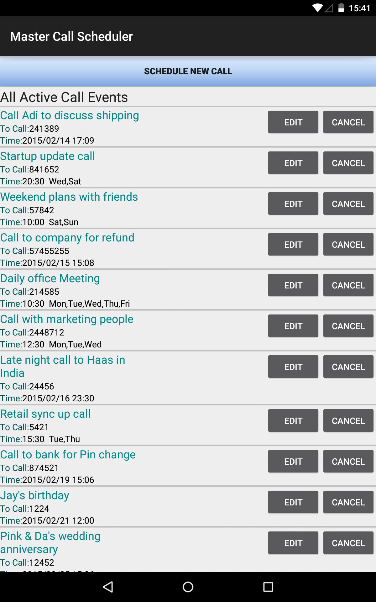 Call Pojo -Your Call Scheduler