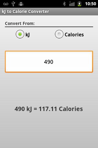 kJ to Calories
