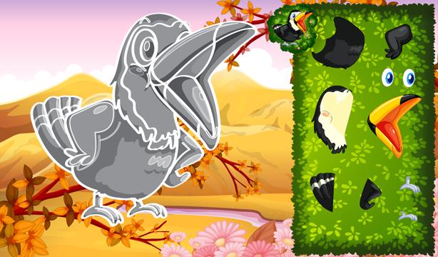 Animated puzzles birds