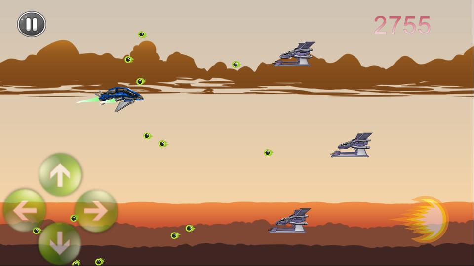 Spaceship flying fighter war